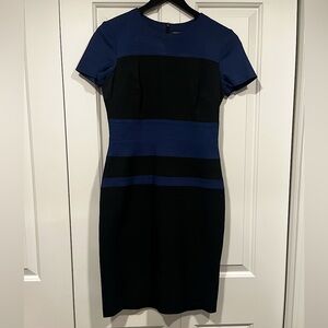 Colorblock Black and Blue Short Sleeve Dress